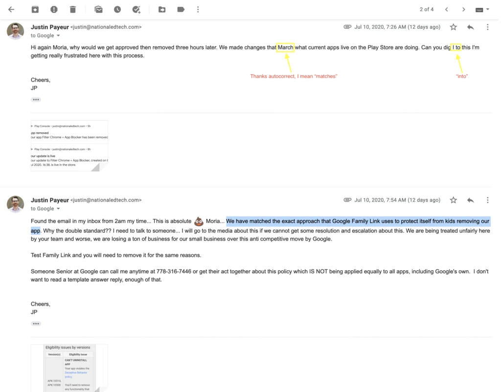 07102020 - Upset message from Justin