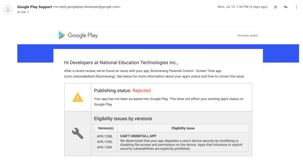 07132020 - Old versions of Boomerang rejected
