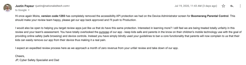 07192020 - Follow up with competing app offer