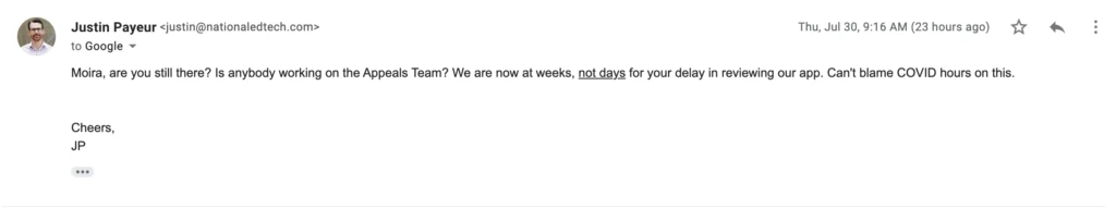 07302020 - Another follow up