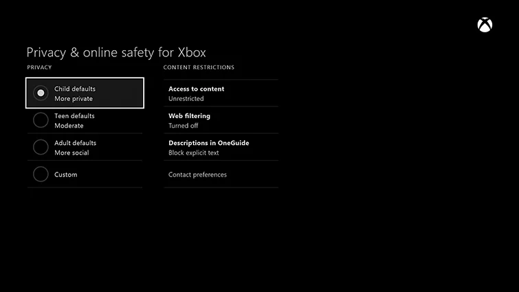 Online Safety Xbox One