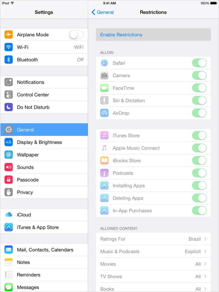 ios8 restrictions